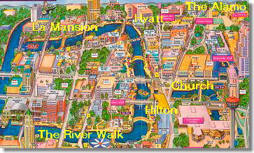 Riverwalk Map With Hotels Rever Walk Tour By Boat, Texas, San Antonio